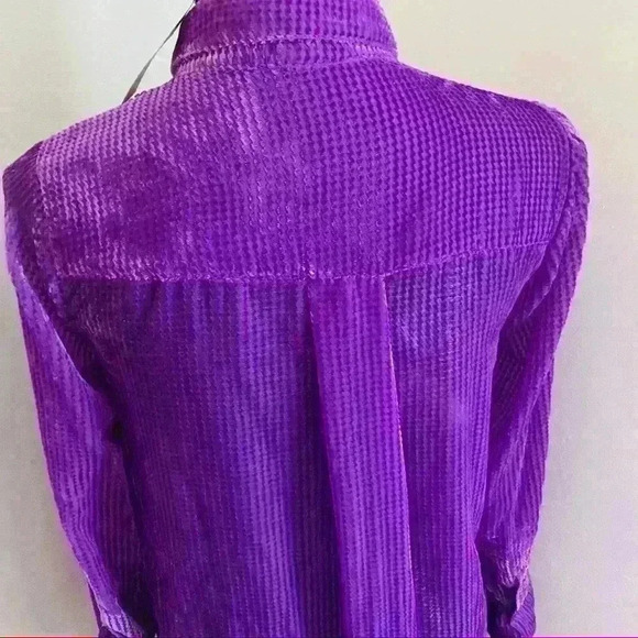 NWT ANTHROPOLOGIE LONG PURPLE VELVET LONG BLOUSE TUNIQUE SIZE  XS - Picture 5 of 10
